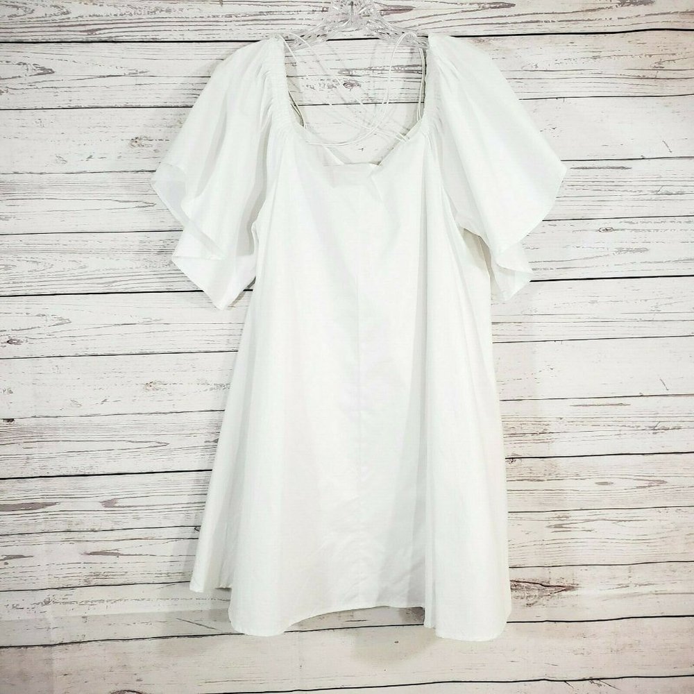 a. peach Trapeze Lined Dress Sz L Butterfly Sleeve